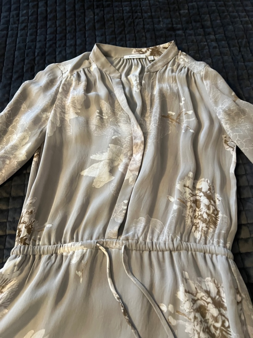 Babaton Light Gray Floral Mini Dress